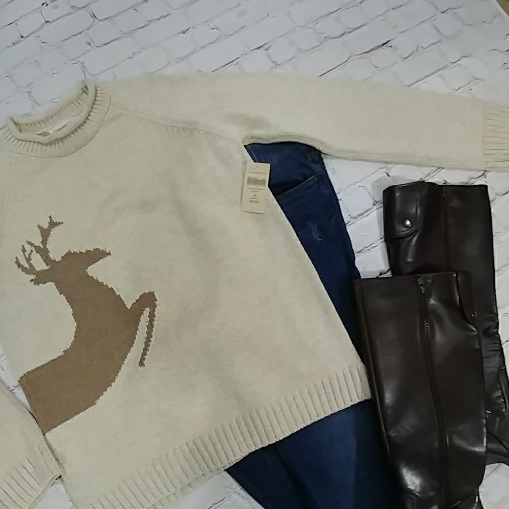 NWT Coldwater Creek Prancing Deer Sweater - Picture 2 of 8